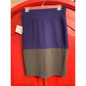 NWT LuLaRoe Cassie XL Skirt Two Toned Navy & Khaki Green Below Knee Dressy NEW